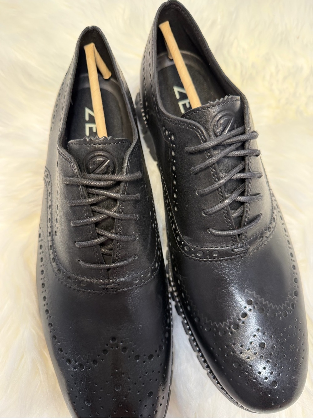 Cole Haan Black Leather Brogue Derby Shoes